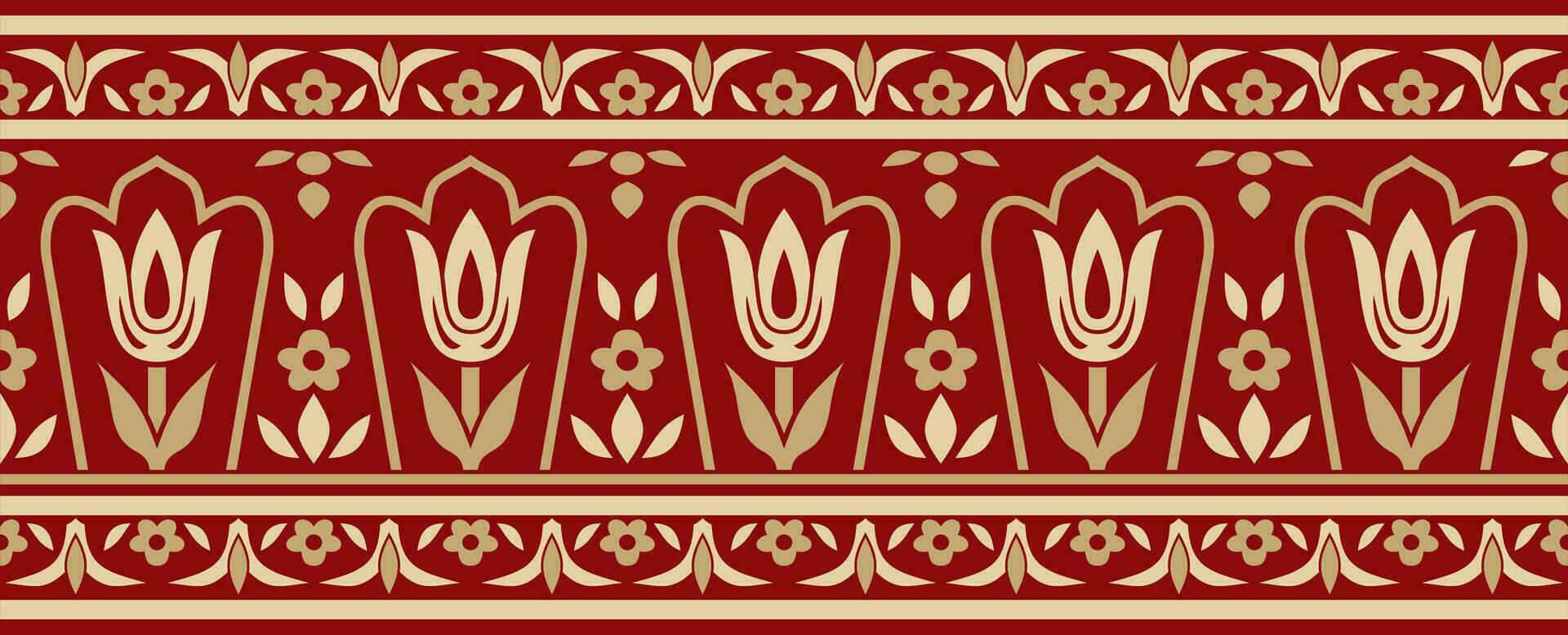 Vector black and red seamless turkish ornament. Endless ottoman national border, frame