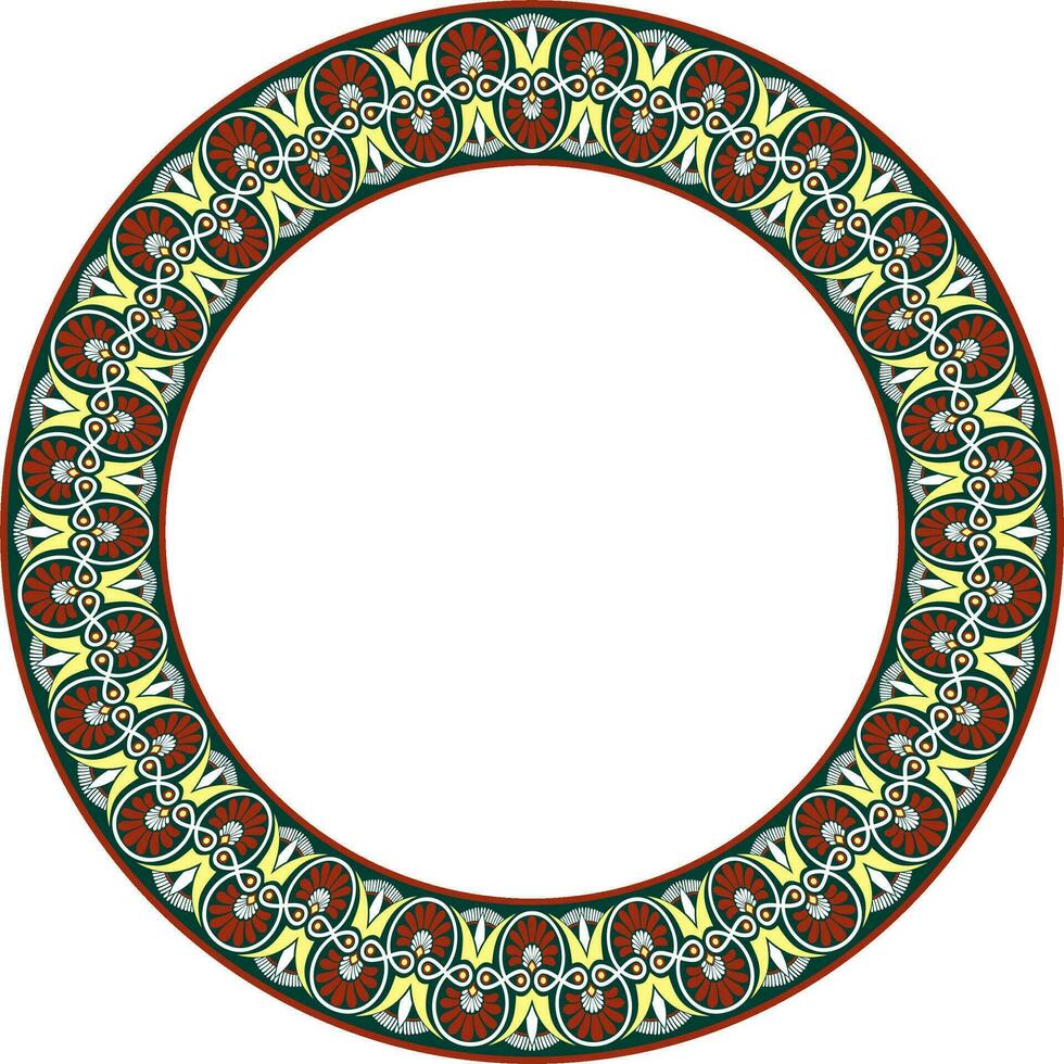 Vector colored round ornament ring of ancient Greece. Classic pattern frame border Roman Empire