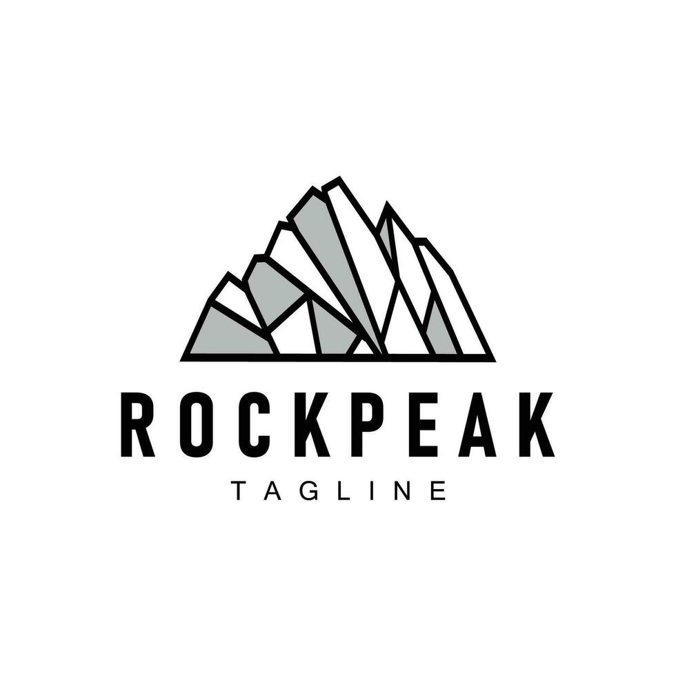 Simple mountain peak logo line rock illustration landscape design vector