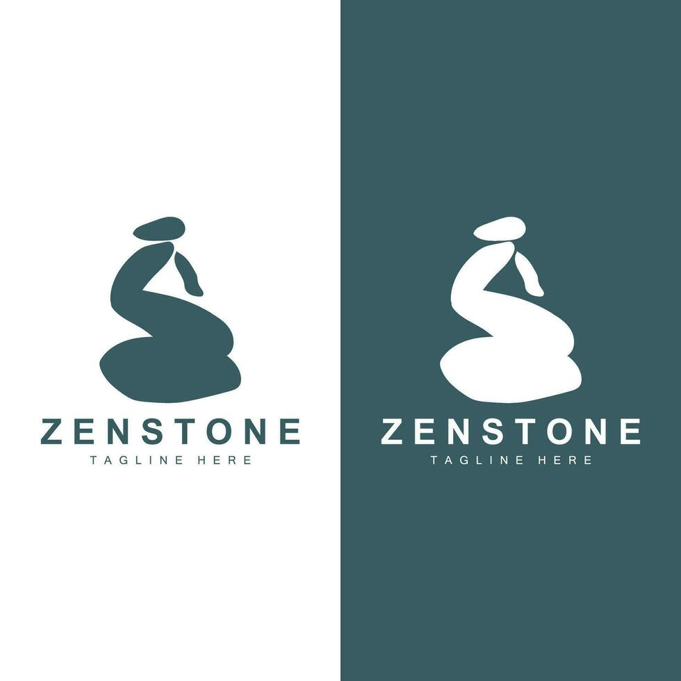 River Rock Design Balance Rock Logo Illustration Symbol Template vector