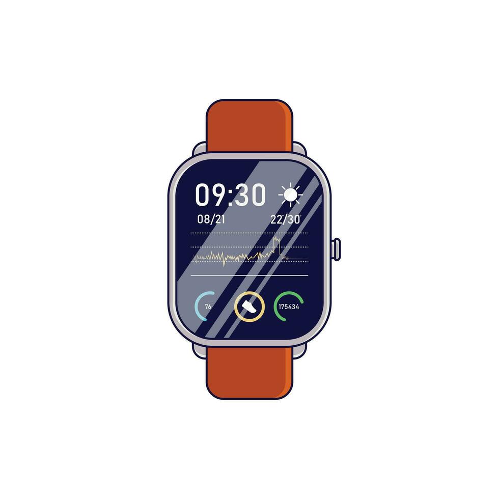 digital watch illustration, cartoon smart watch template logo vector