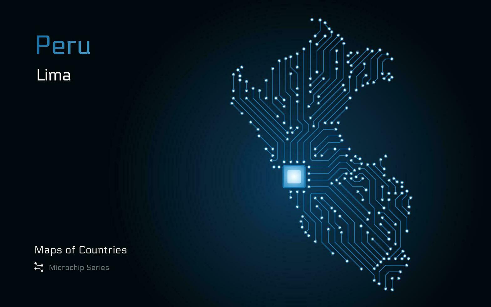 Perú mapa con un capital de lima mostrado en un pastilla modelo. gobierno electrónico. tsmc. mundo países vector mapas pastilla serie