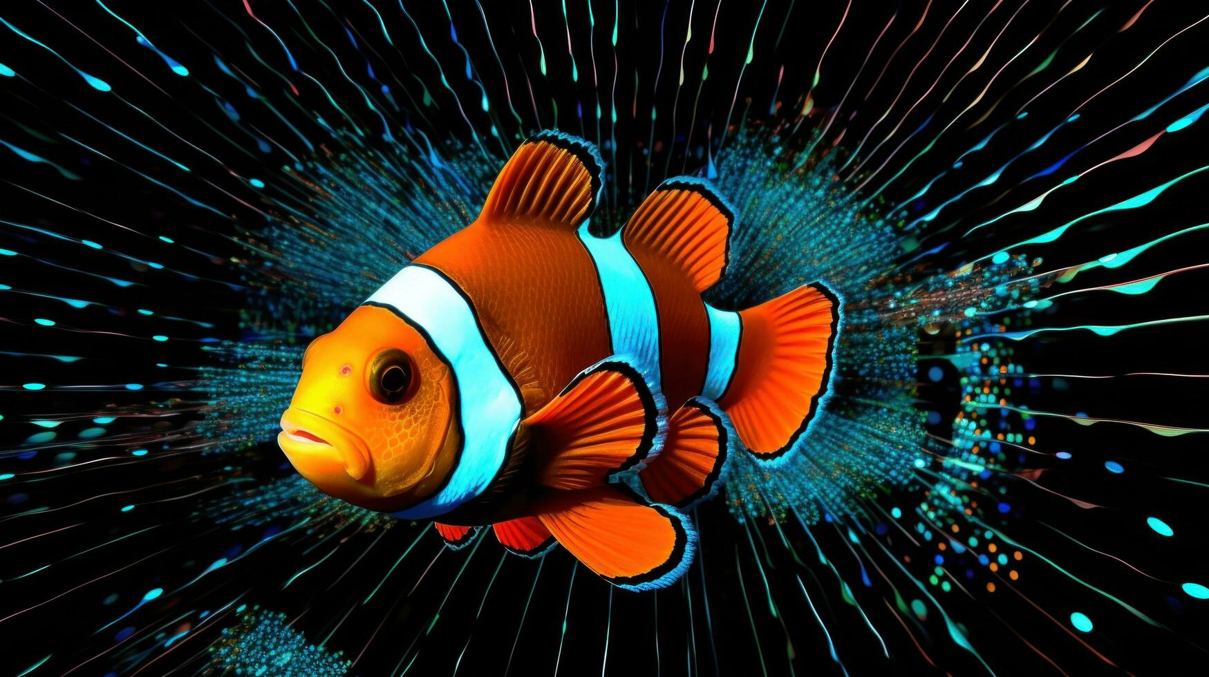 AI generated clown fish in the tank photo