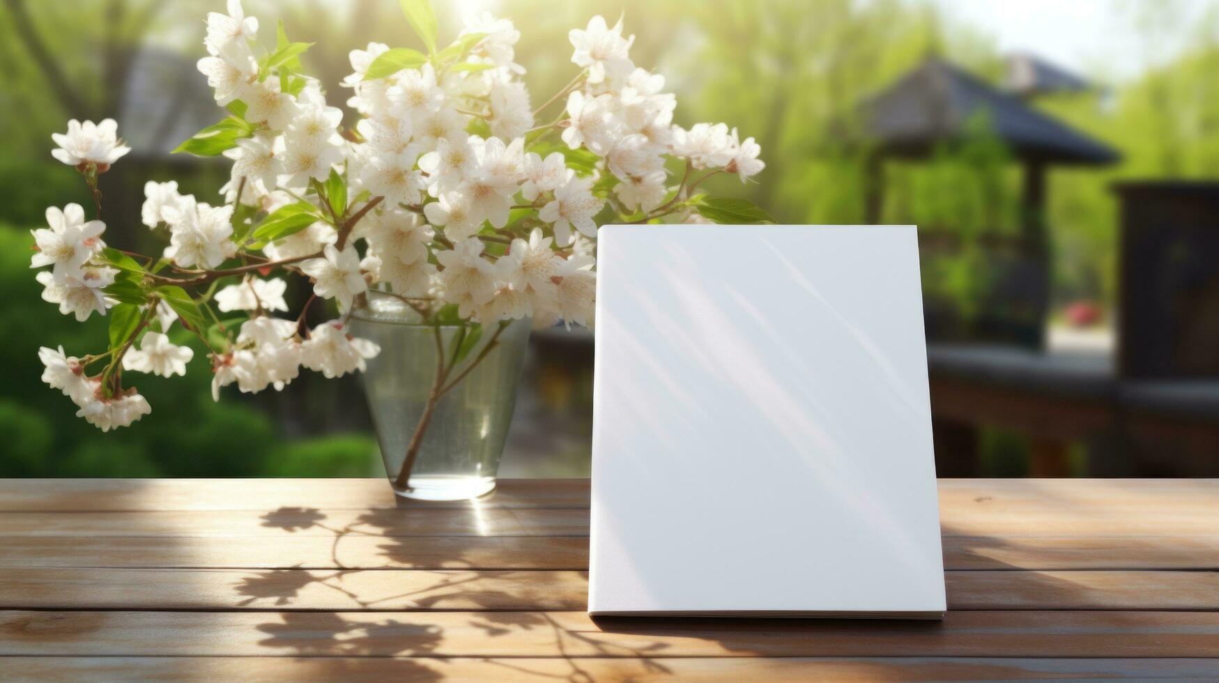 AI generated Notepad with blank front, realistic on a mockup template in a table in a luxury home photo