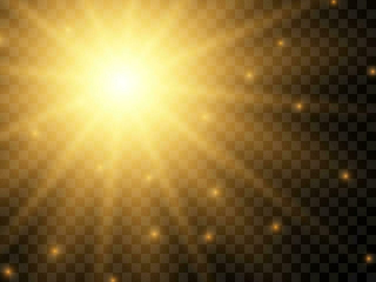 Sunlight on a background. Isolated yellow rays of light. Vector illustration