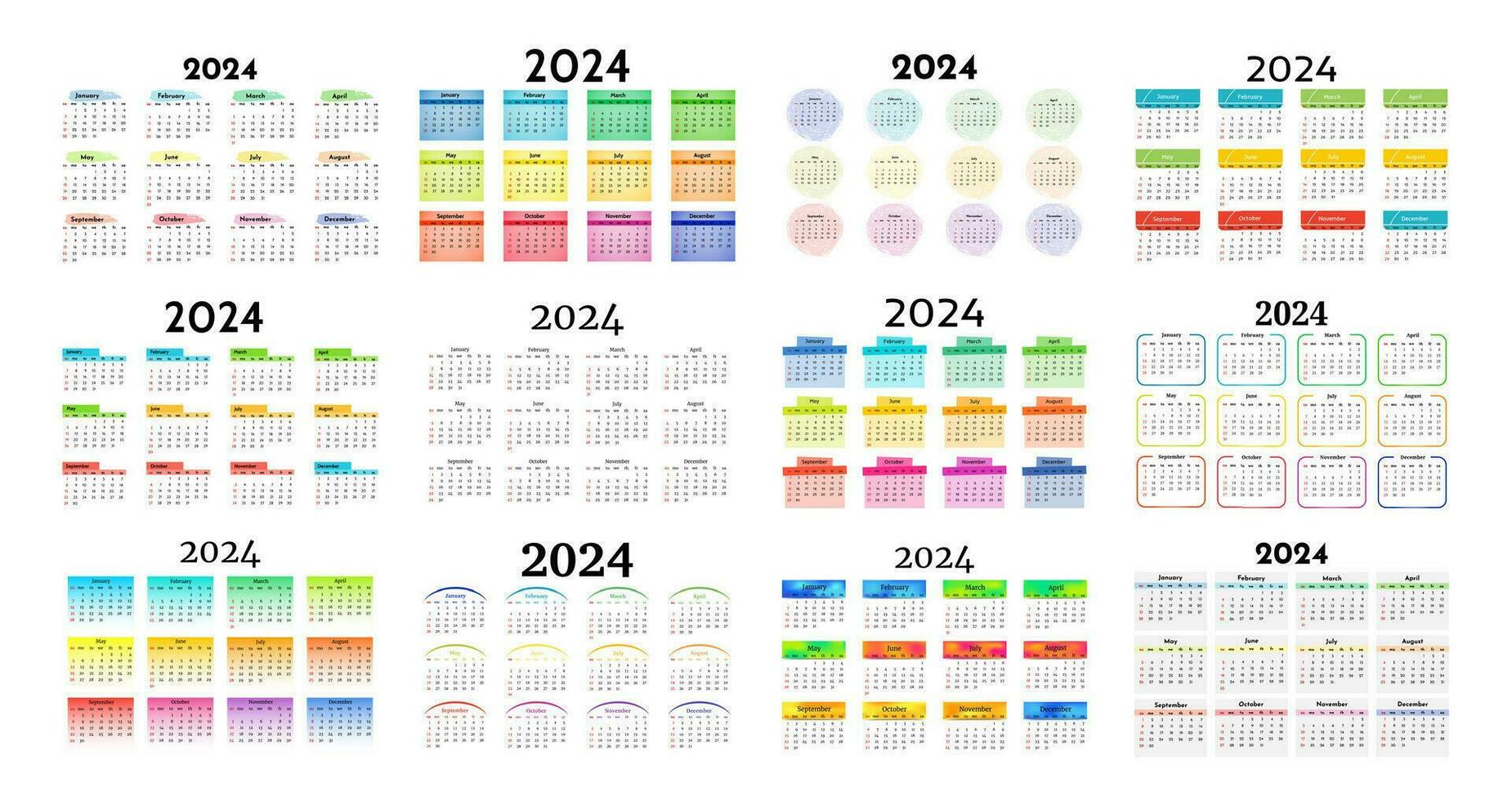 Calendar for 2024 isolated on a white background vector