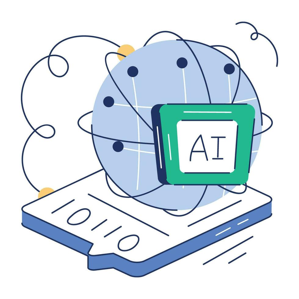 AI and Robotics Hand Drawn Illustration vector