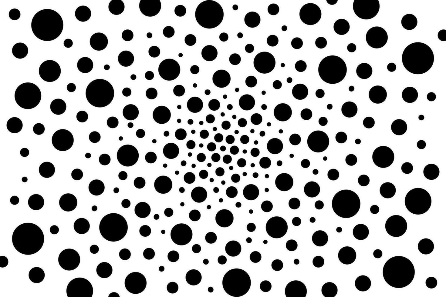 Background pattern of black dots of different sizes on white background vector