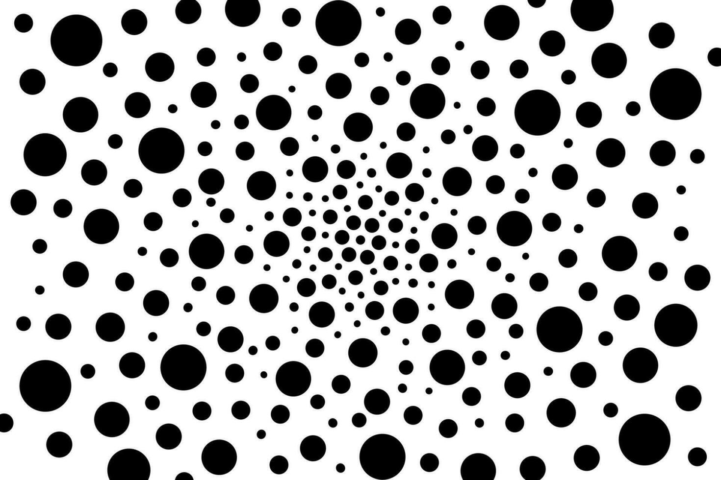 Background pattern of black dots of different sizes on white background vector