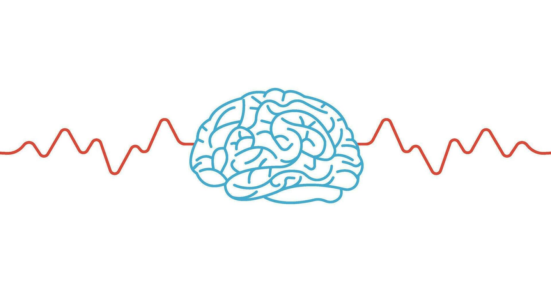 Human brain with wave lines. Power of Human mind. Brain wave activity. Complex neurology and brain related concepts and ideas. vector