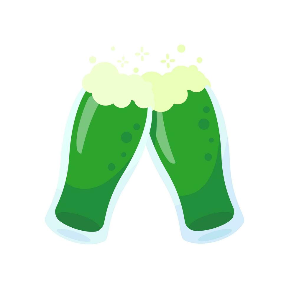 Beer in a glass with beer foam St. Patrick's Day Celebration Elements vector