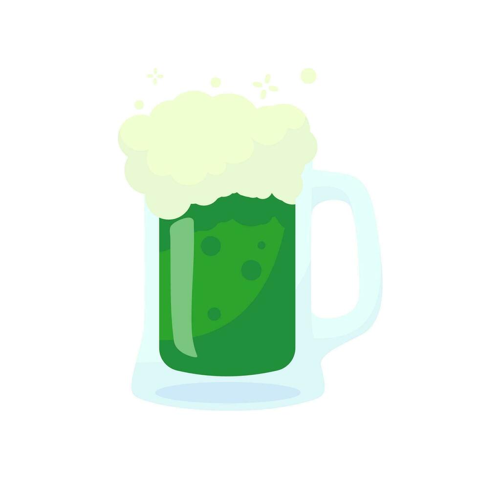 Beer in a glass with beer foam St. Patrick's Day Celebration Elements vector