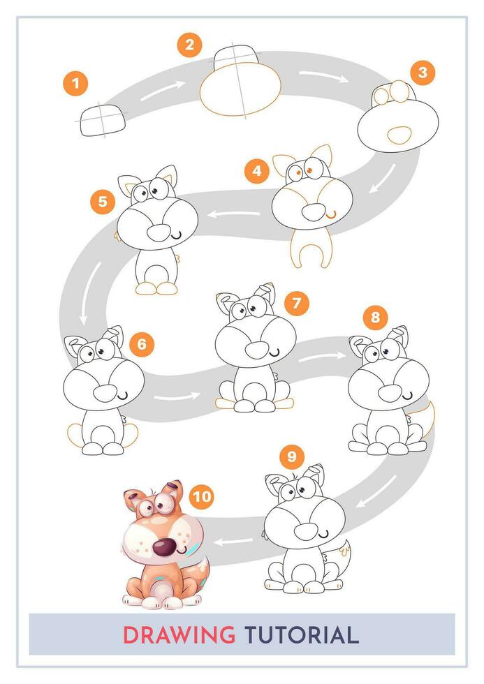 How to Draw a Fox. Step by Step Drawing Tutorial. Draw Guide. Simple