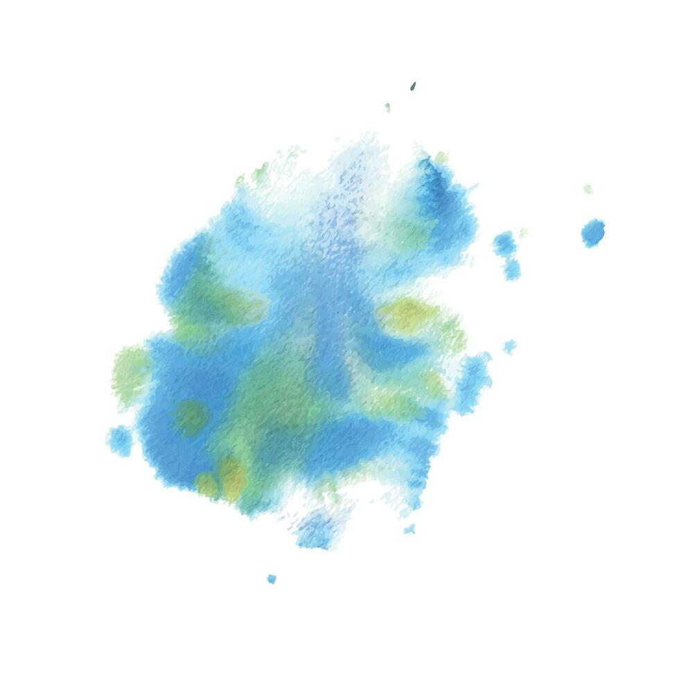 lugares y salpicaduras de acuarela pintar son azul y verde. mano dibujado. aislado objeto en un blanco antecedentes. vector