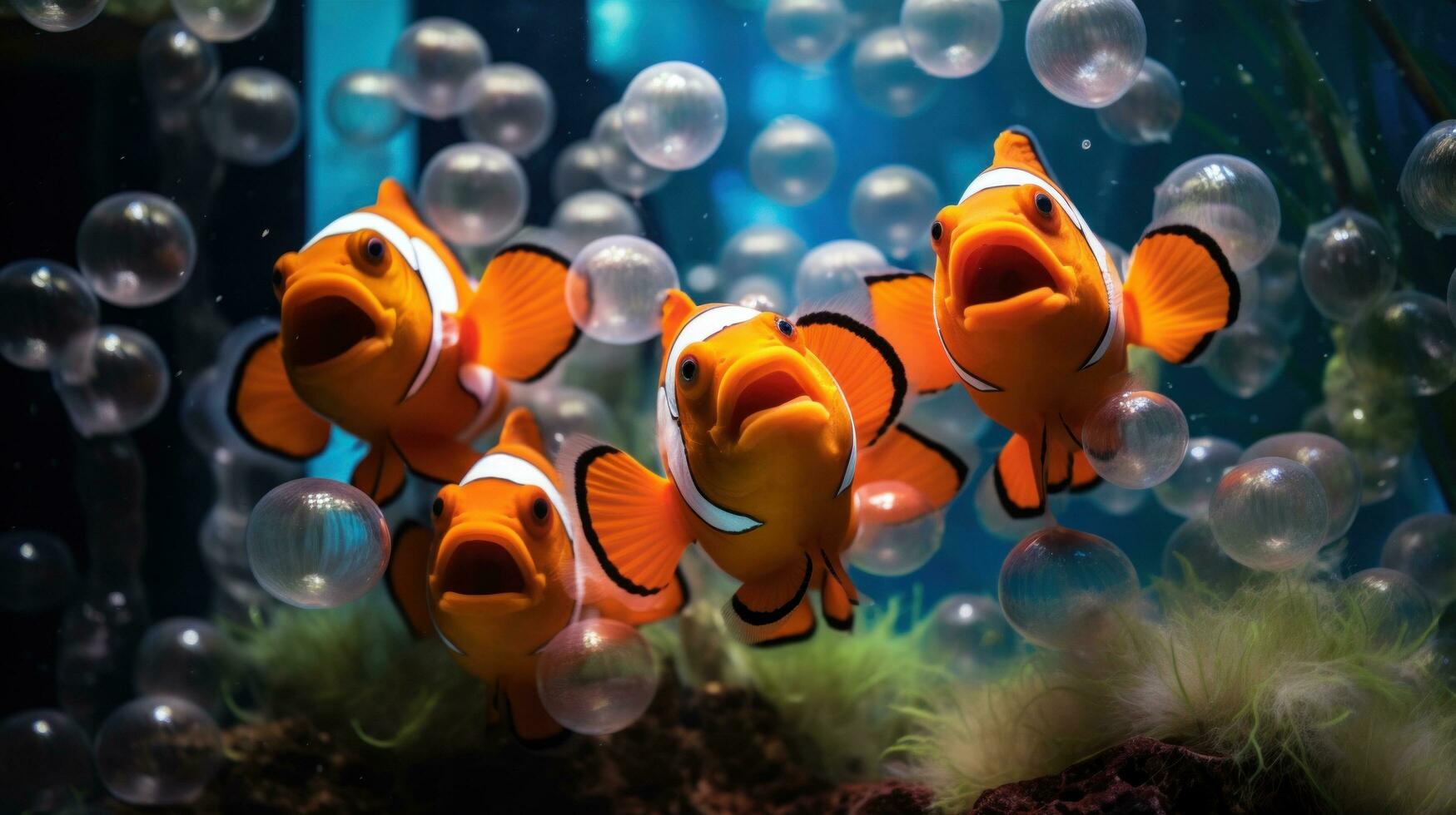AI generated clown fish in the tank photo