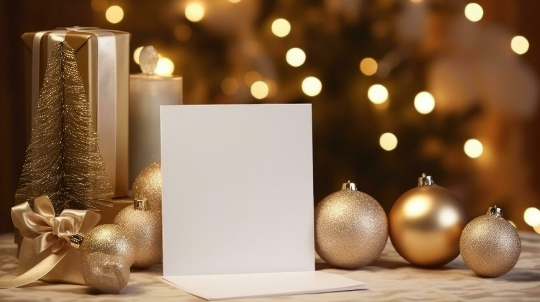 AI generated greeting christmas card with blank front, photo