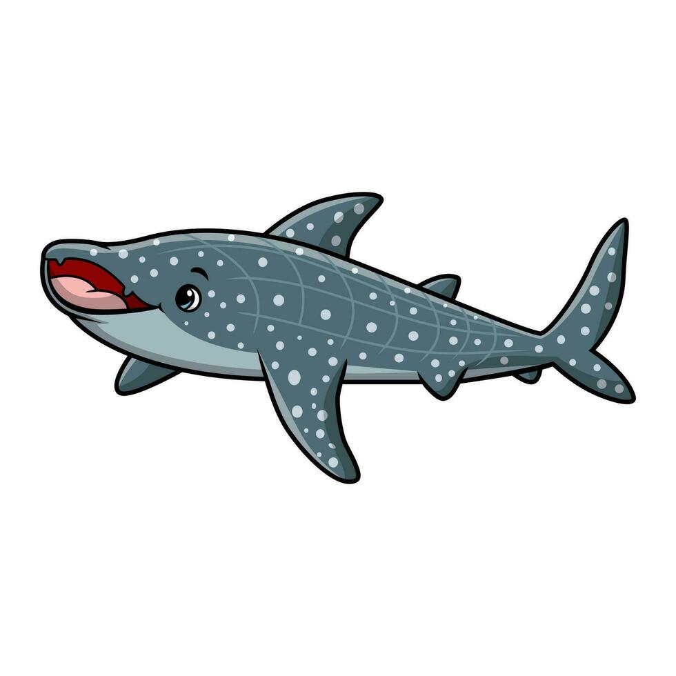 Cute tiger shark cartoon on a white background vector