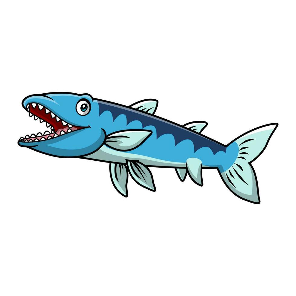 linda barracuda pescado dibujos animados en un blanco antecedentes vector