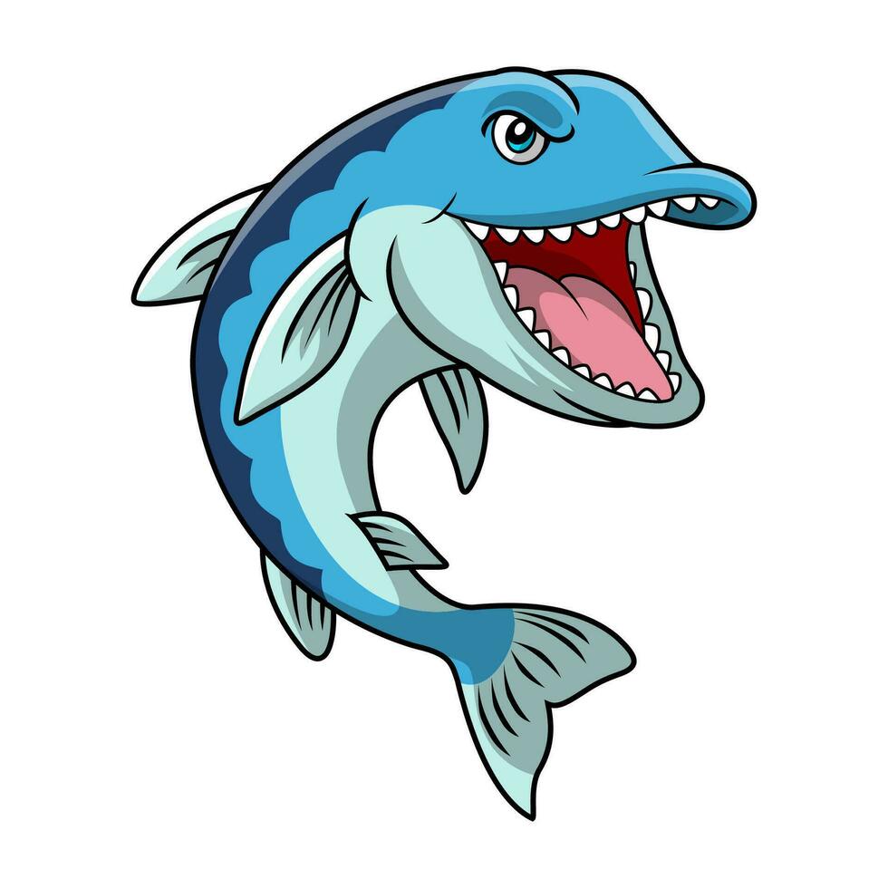 linda barracuda pescado dibujos animados en un blanco antecedentes vector