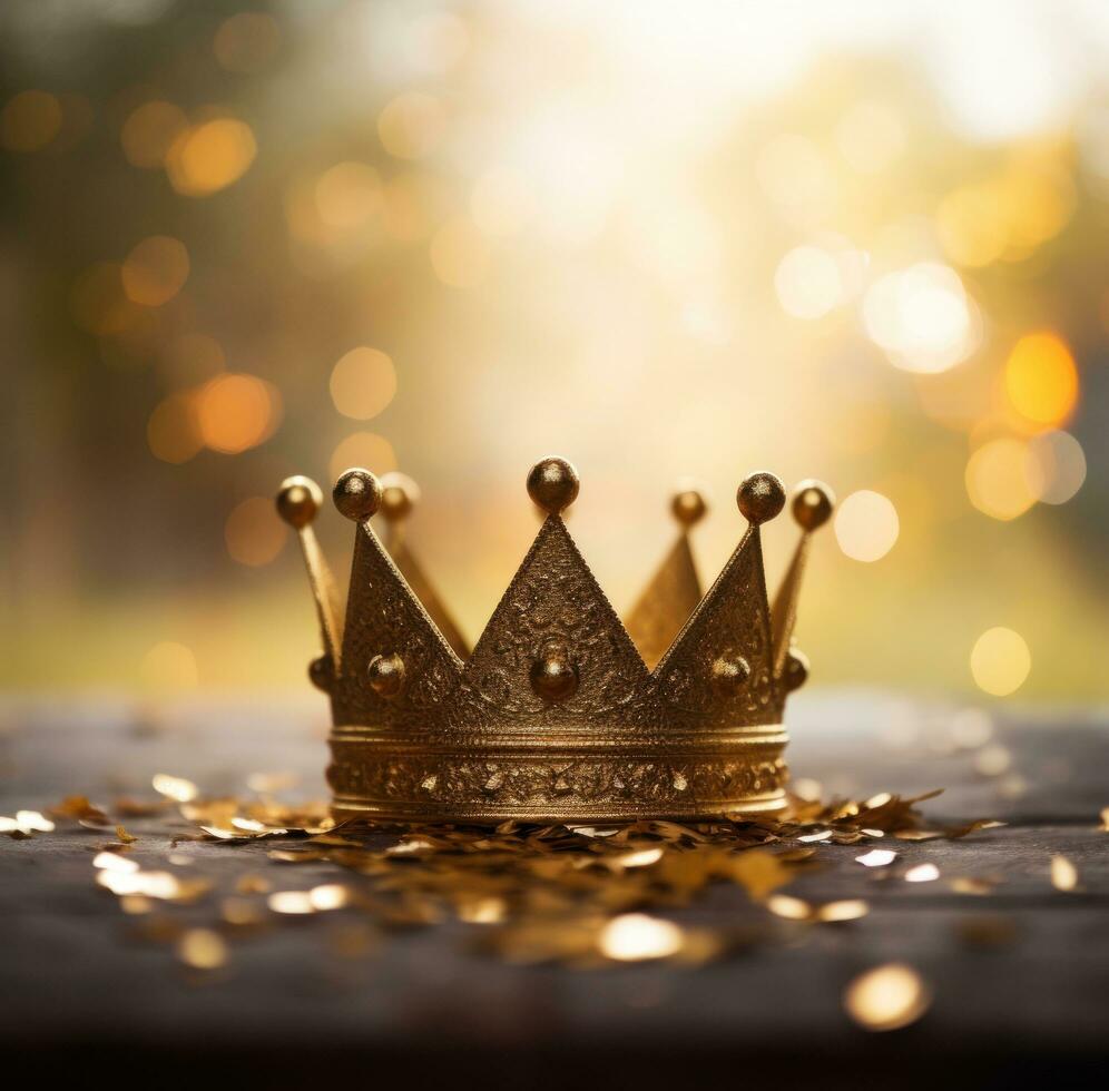 AI generated golden crown with a light background, photo