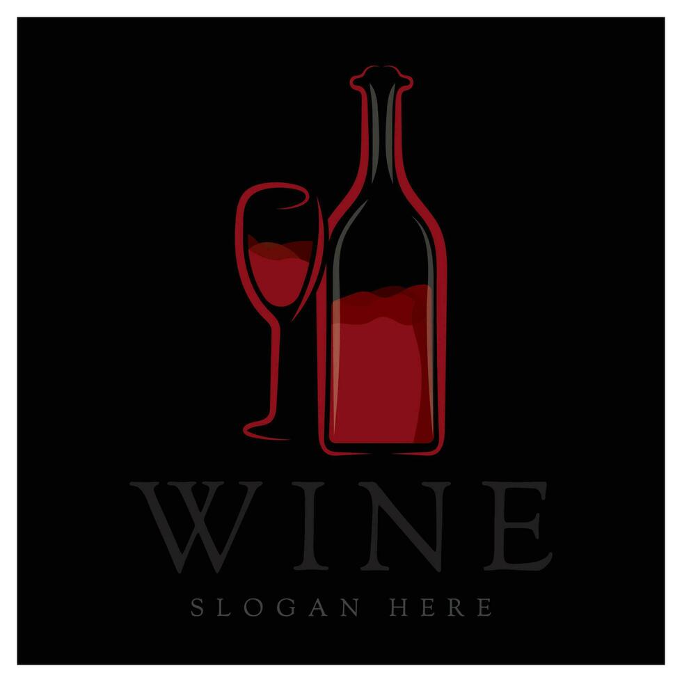 botella de vino y logo de vidrio vector