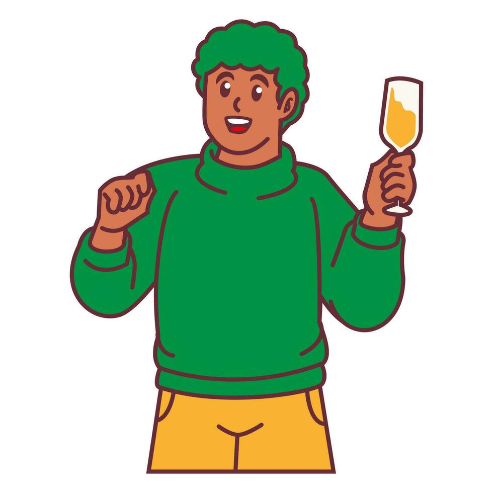 A Man celebrating party and holding glass of champagne vector