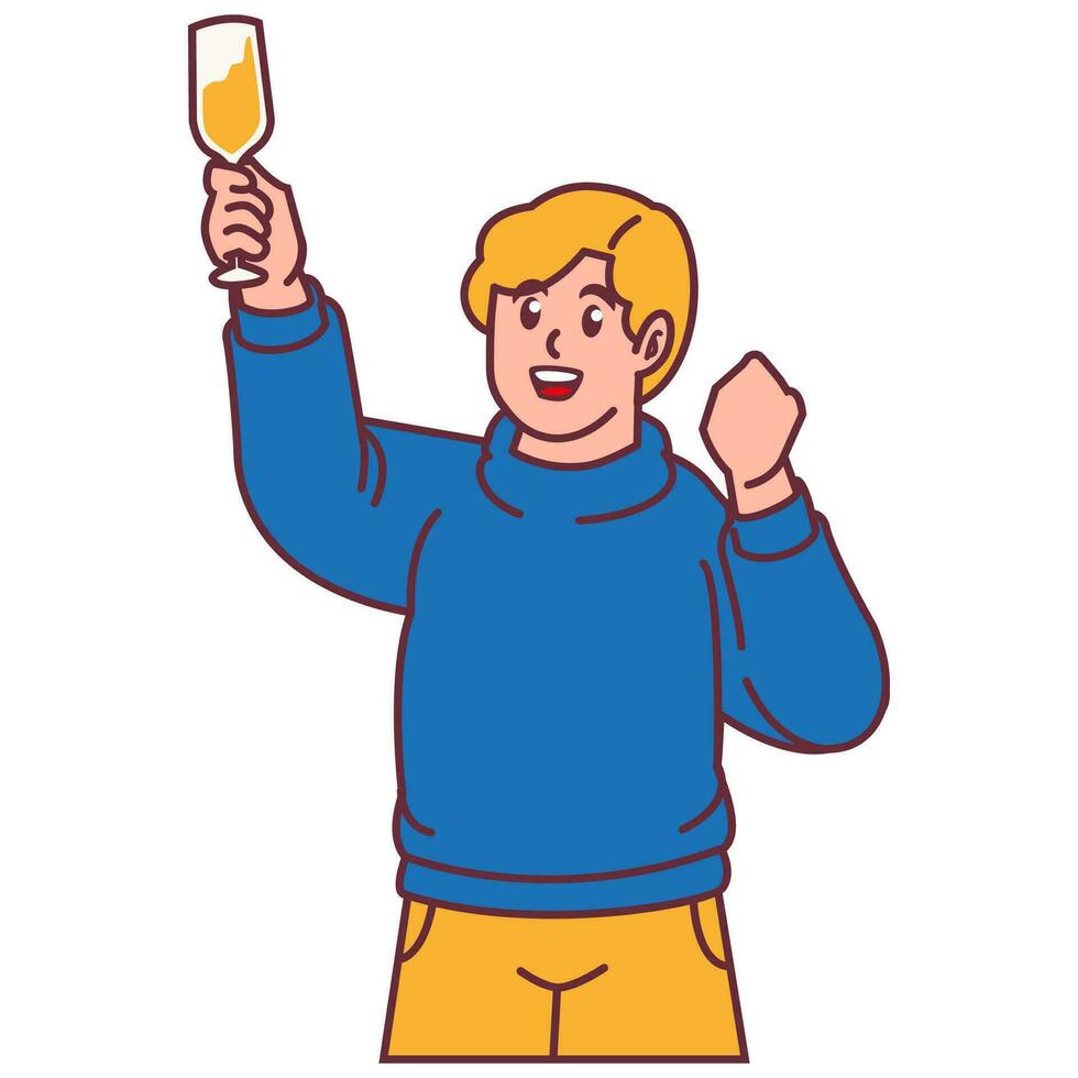 A Man celebrating party and holding glass of champagne vector