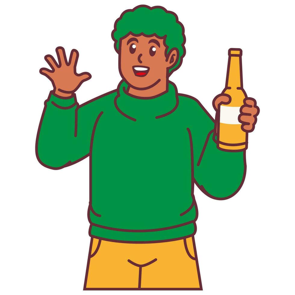 A Man celebrating party and holding bottles vector