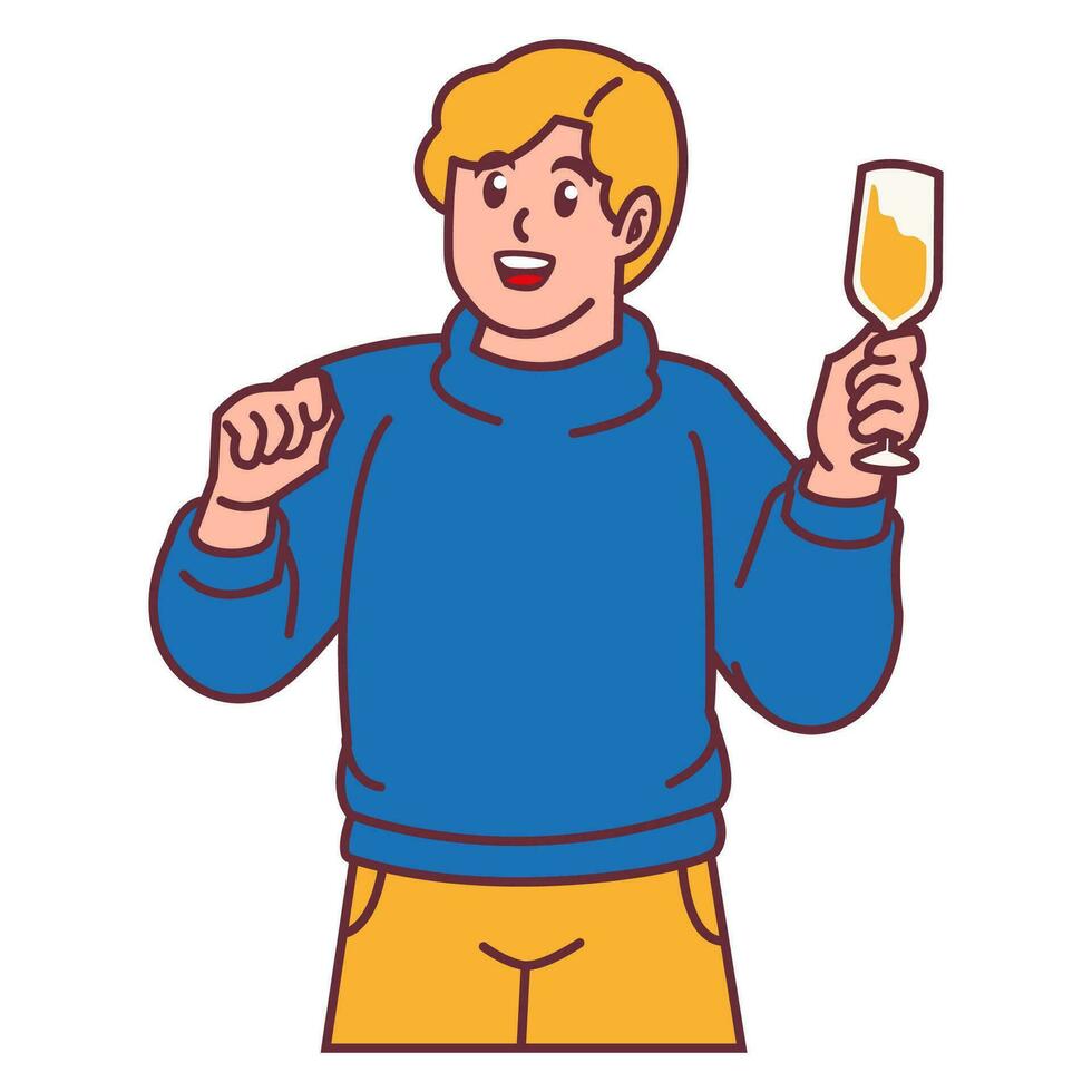 A Man celebrating party and holding glass of champagne vector