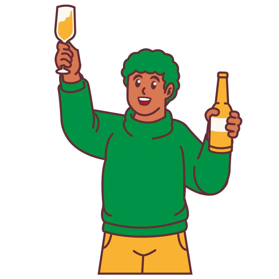 A Man celebrating party and holding glass of champagne vector