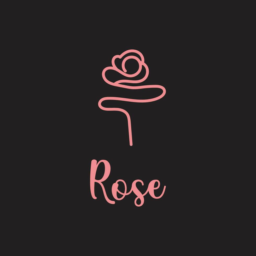Rosa flor logo vector icono simple, bonito color negro antecedentes