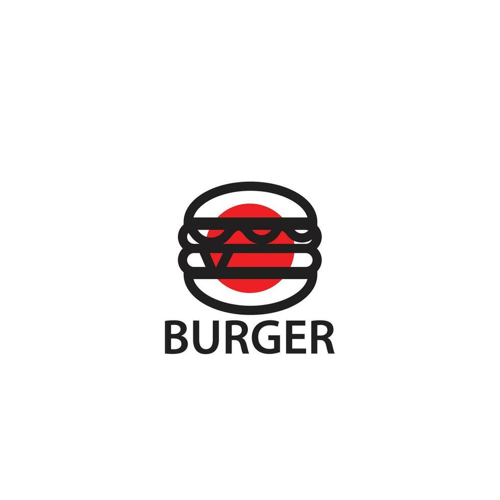 hamburguesa logo línea estilo, amanecer icono ilustración vector