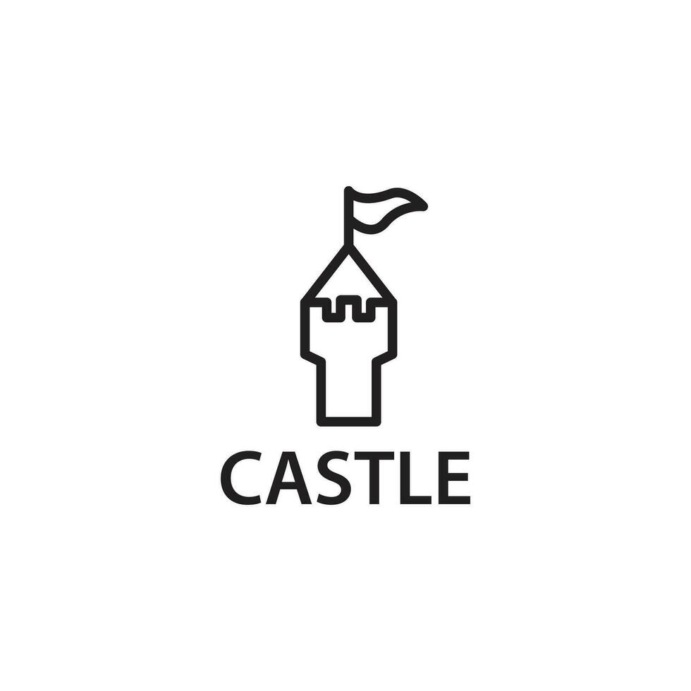 medieval castillo logo modelo sencillo línea estilo vector