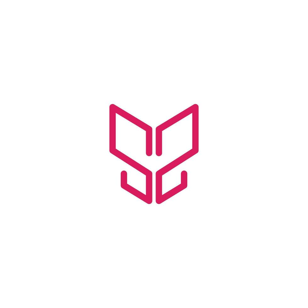 butterfly simple logo, with mono line style, background white vector