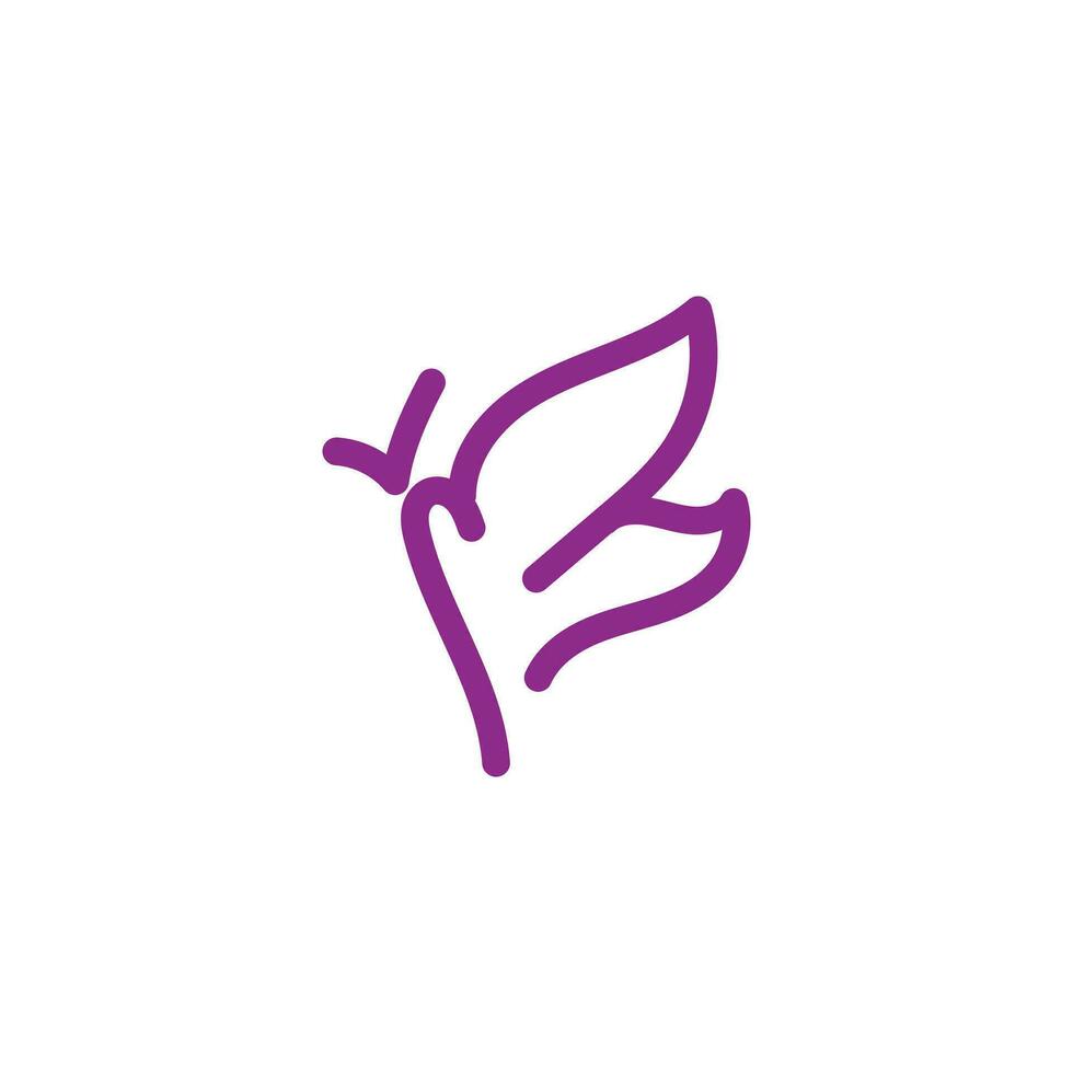 purple butterfly simple logo with modern, background white vector