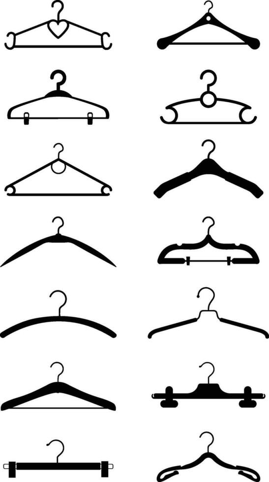 diferente ropa percha silueta recopilación. vector