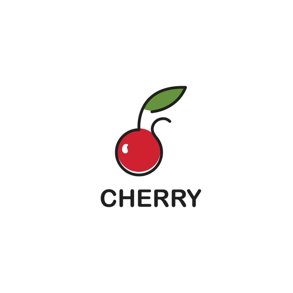 cherry fruit logo, simple line style vector