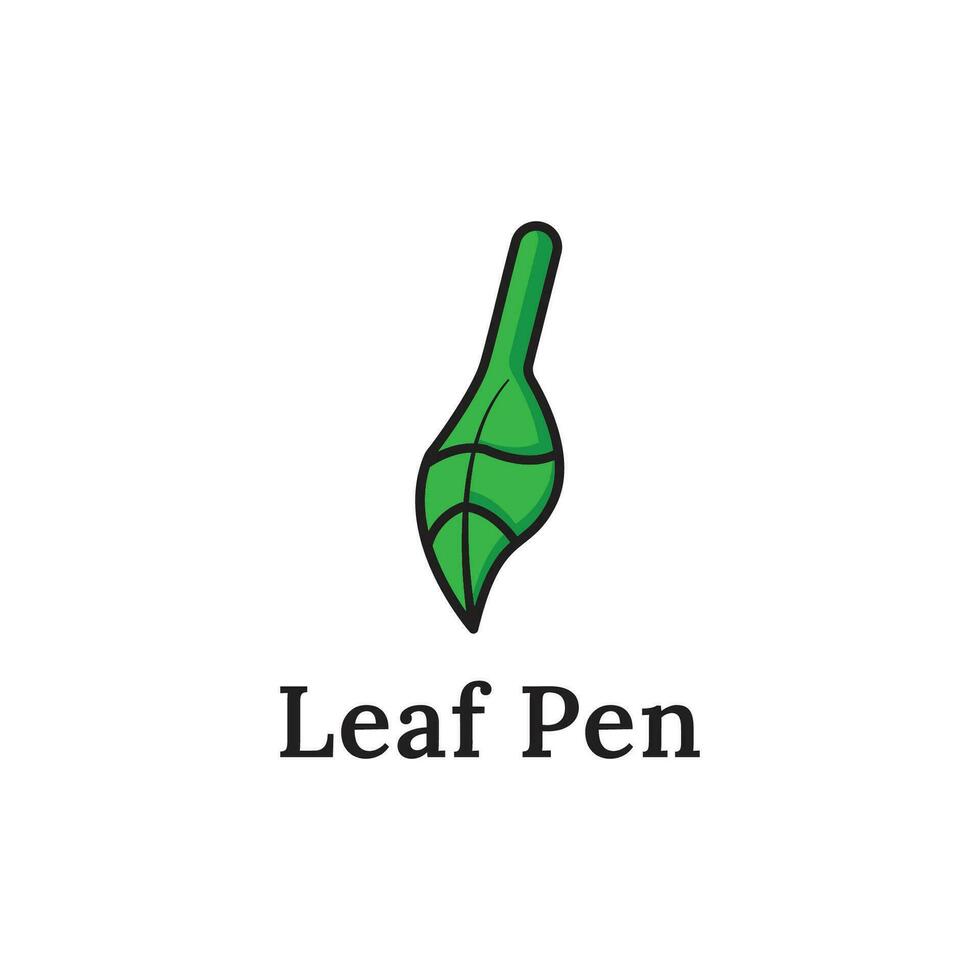 leaf pen vector logo line style