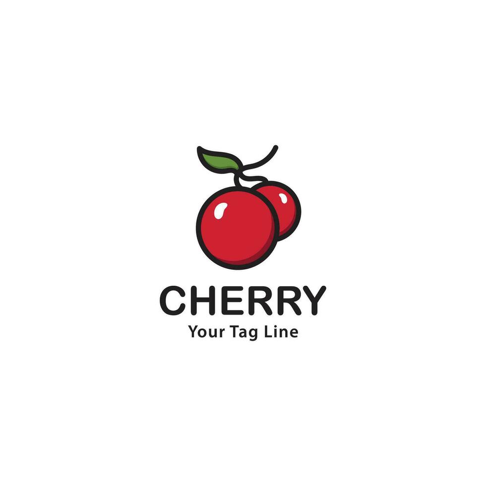 cherry fruit logo side by side vector illustration