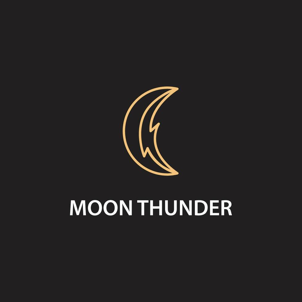 Vector icon crescent moon thunder and elegant