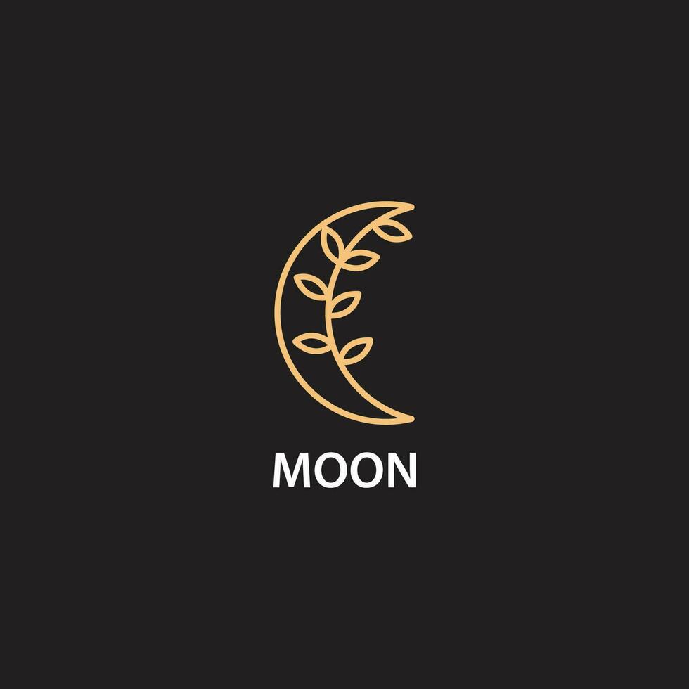 Vector icon crescent moon leaf and elegant