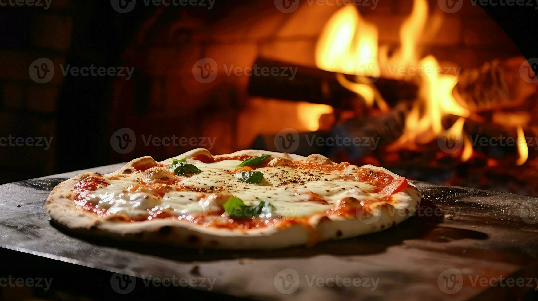 ai generado albahaca margarita Pizza comida foto