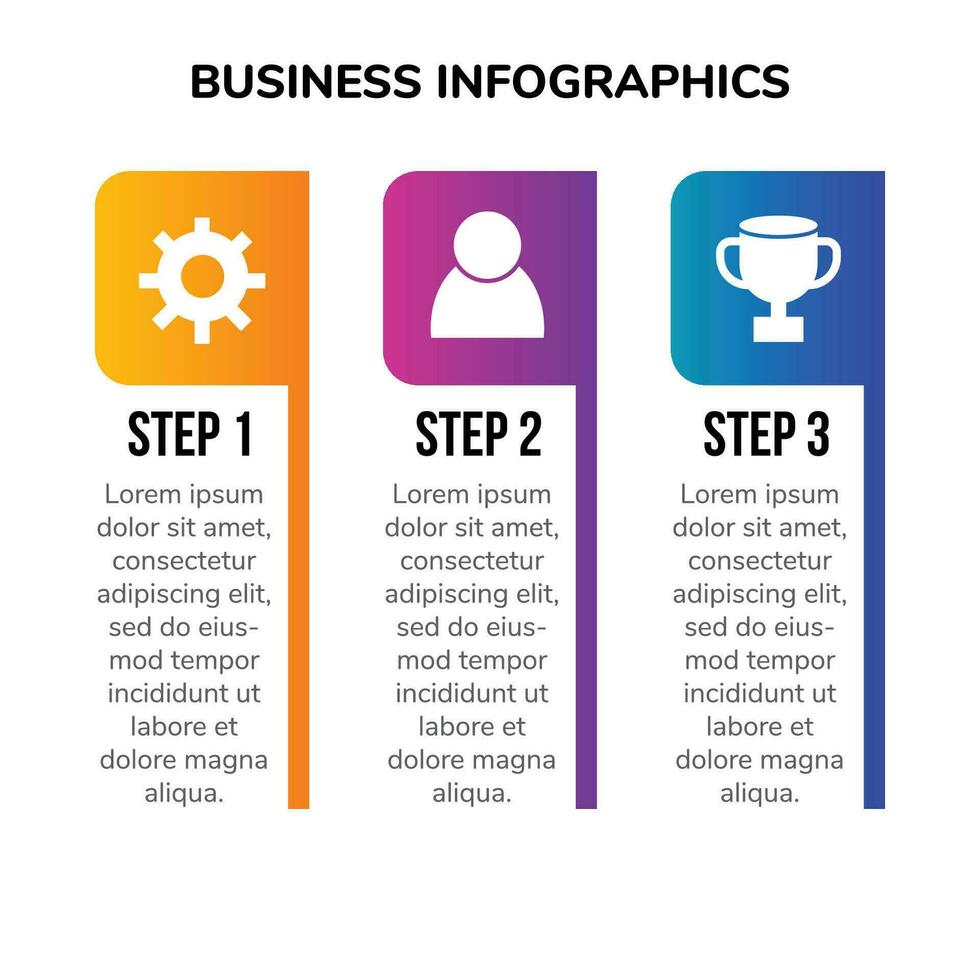 3 creativo pasos para negocio infografia diseño vector