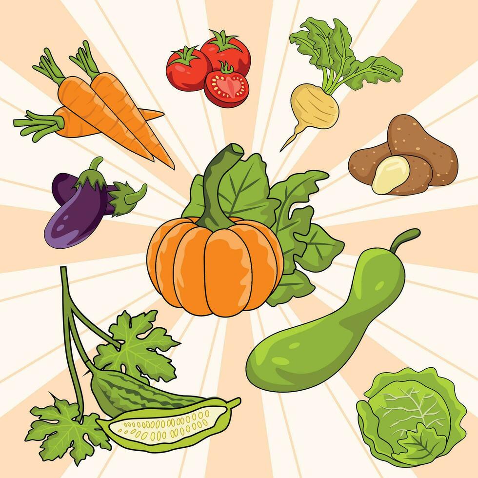 vegetables collection illustration vector set random