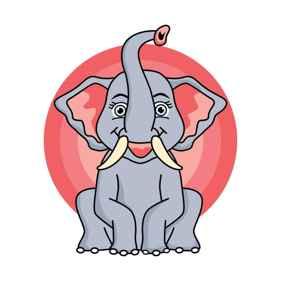 elephant vector sitting on ground and lifting trunk 35990938 Vector Art