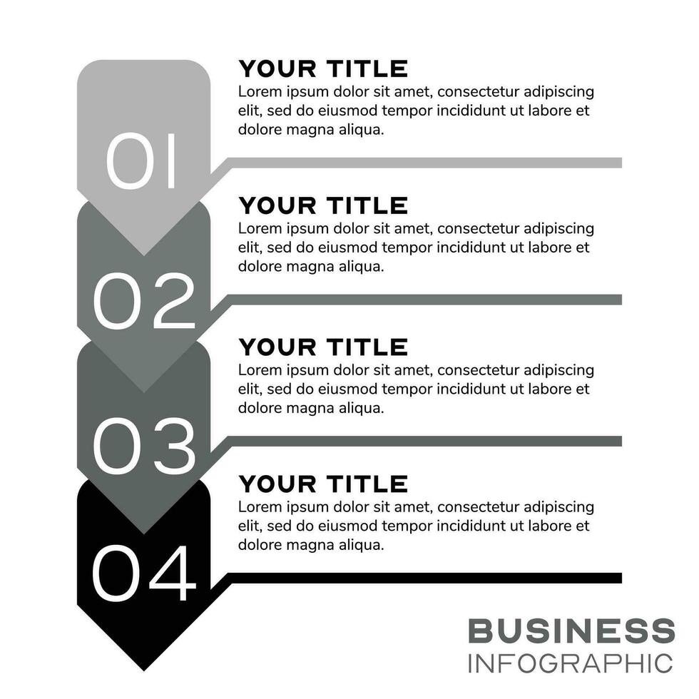 4 creative steps for business infographics design template in monochrome vector
