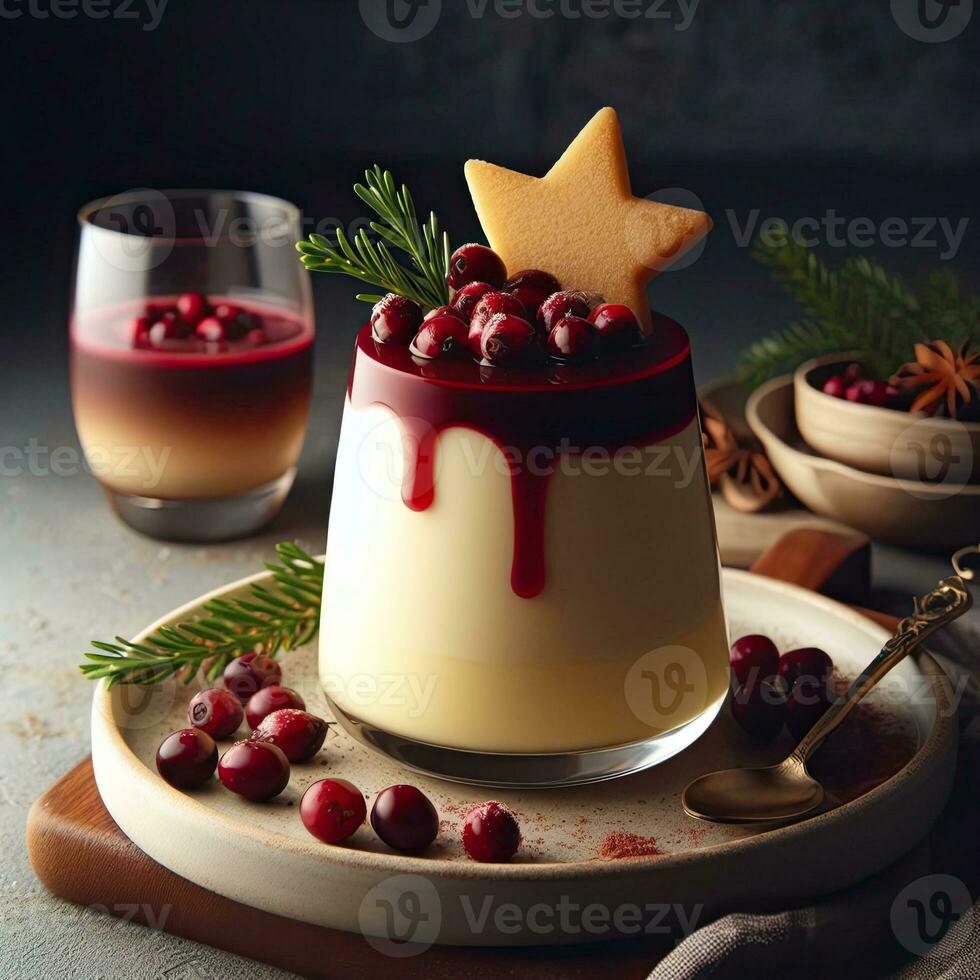 AI generated Creamy fruit pudding on the table AI Generative photo
