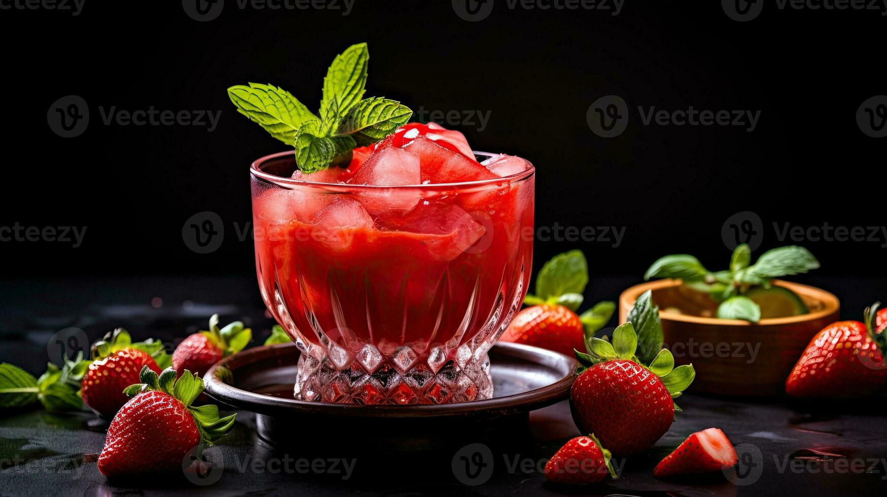 AI generated Delicious Smoothie dessert with mint leaf AI Generative photo