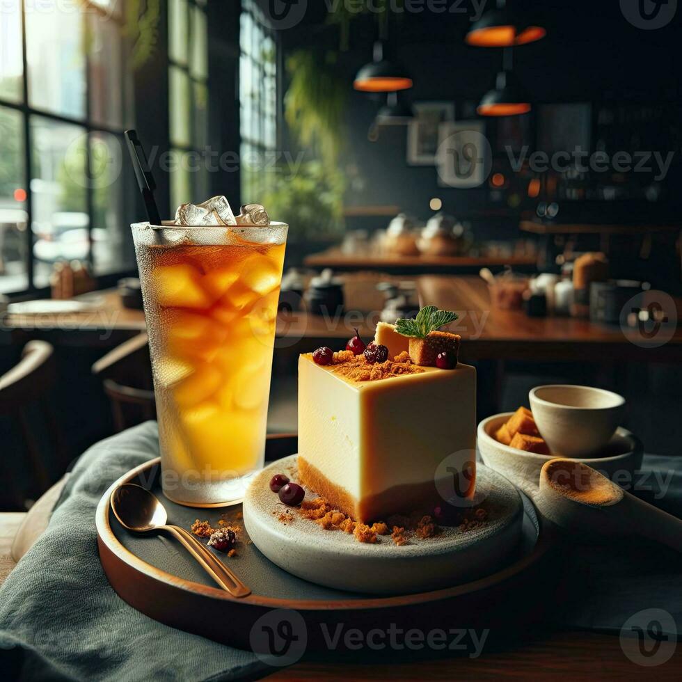 AI generated Fresh cocktail with delicious pudding AI Generative photo