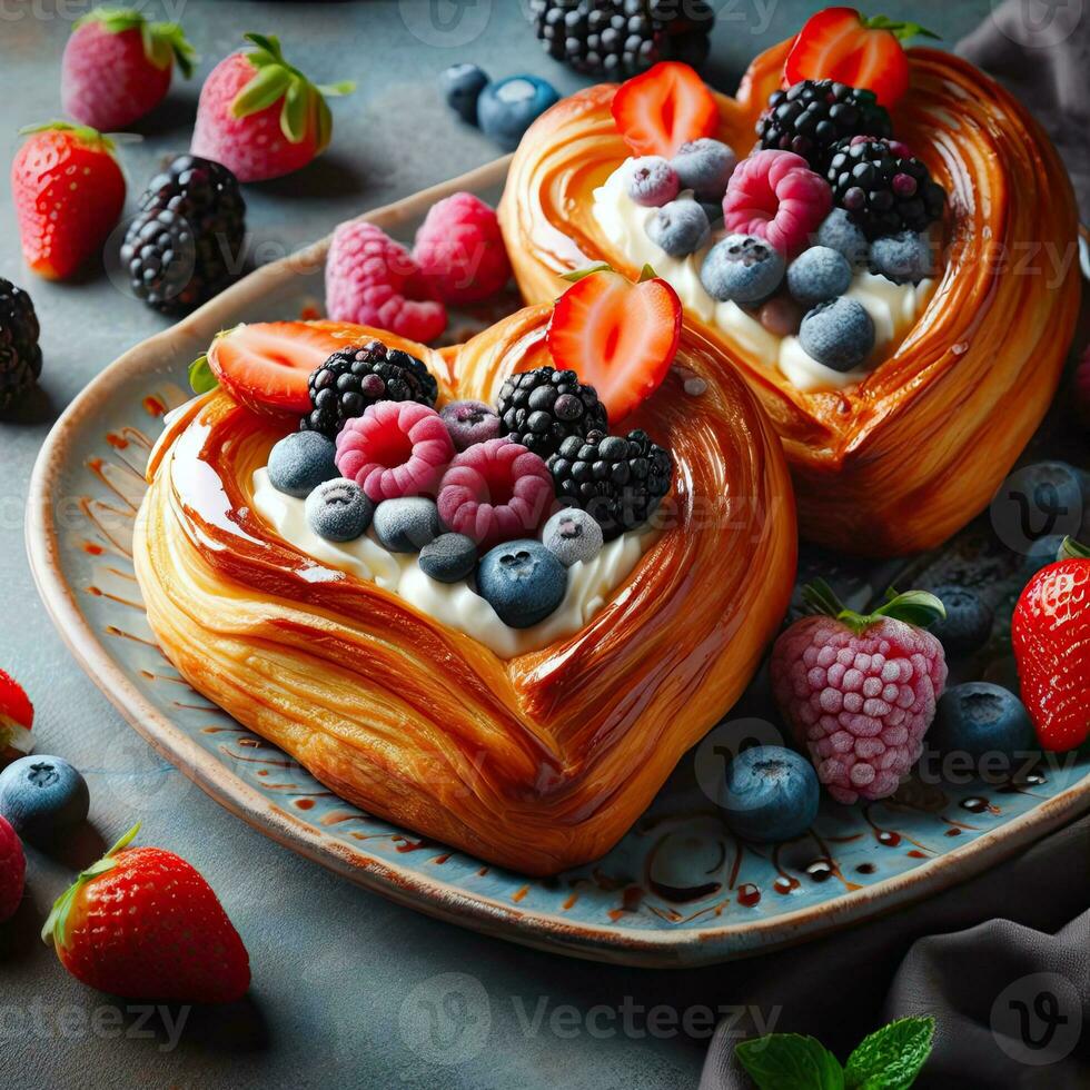 AI generated Smoothie pastry with fruit topping on the plate AI Generative photo